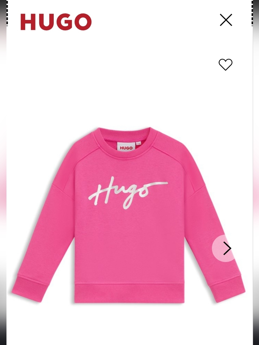HUGO Kids Pink Sweatshirt with Iridescent Logo